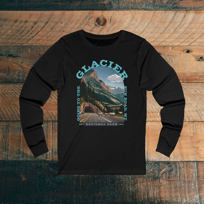 Glacier National Park Going To The Sun Road Unisex Long Sleeve T-shirt Long-sleeve Printify S Black