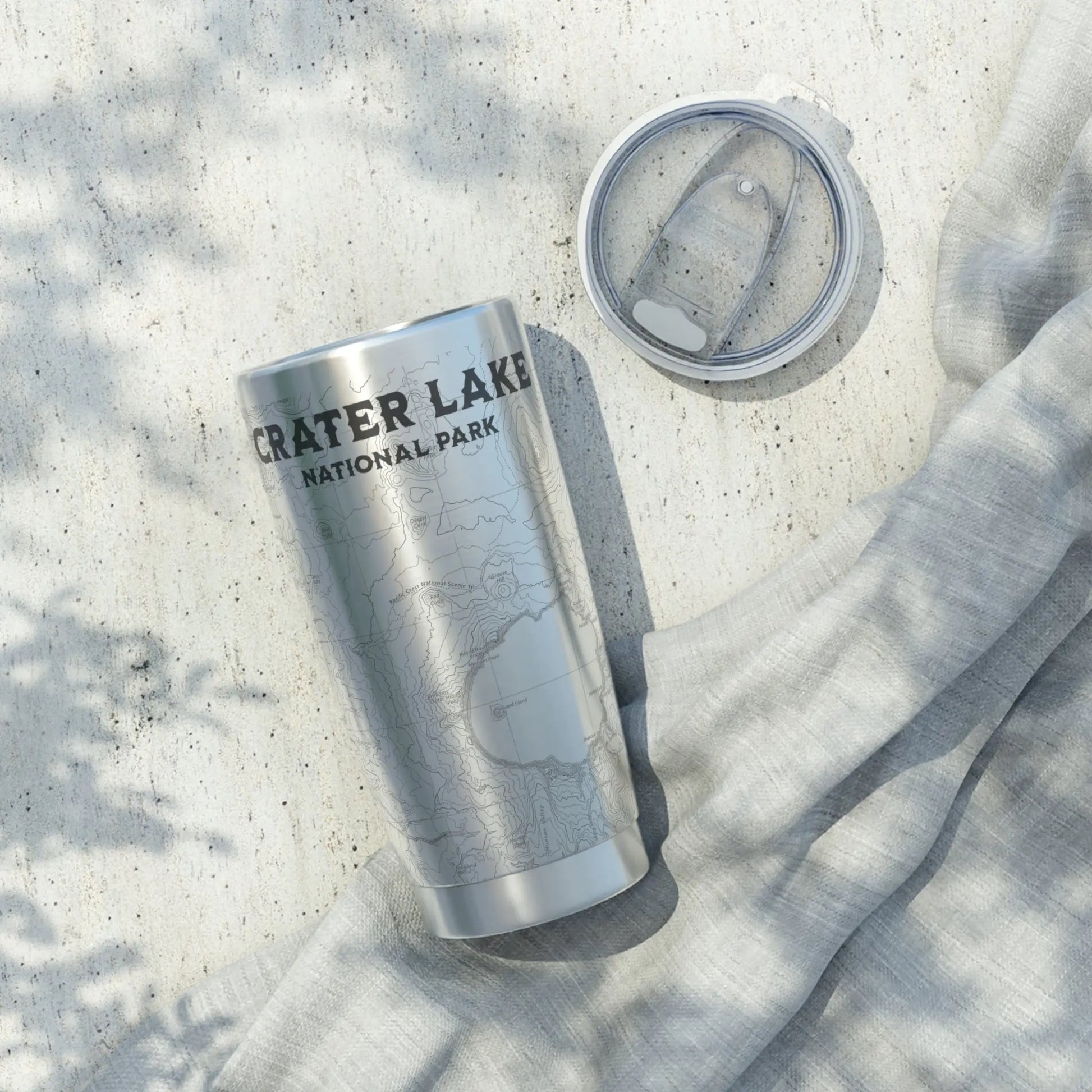 Crater Lake National Park Topographic Tumbler 20oz USGS Map Print Drinkware Printify