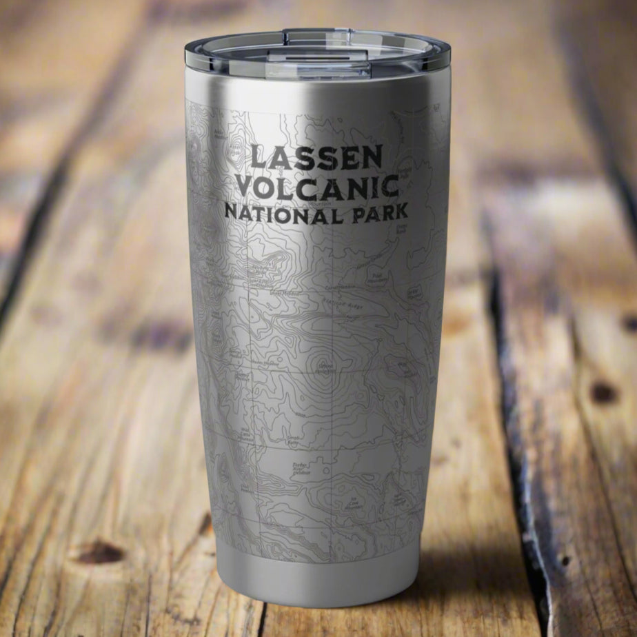 Lassen Volcanic National Park Topo Tumbler Mug Printify 20oz Silver