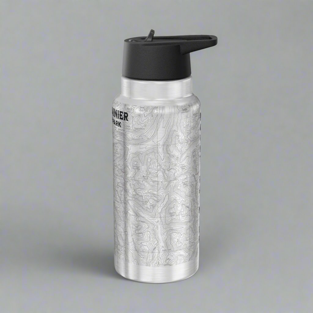 Mount Rainier Topographic Insulated Water Bottle Tumbler Mug Printify