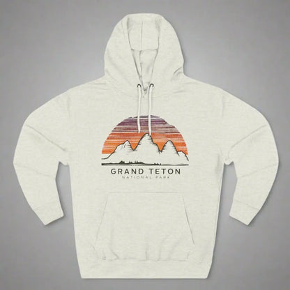Grand Teton National Park Unisex Fit Fleece Hoodie Colorful Skyline Hoodie Printify S Oatmeal Heather