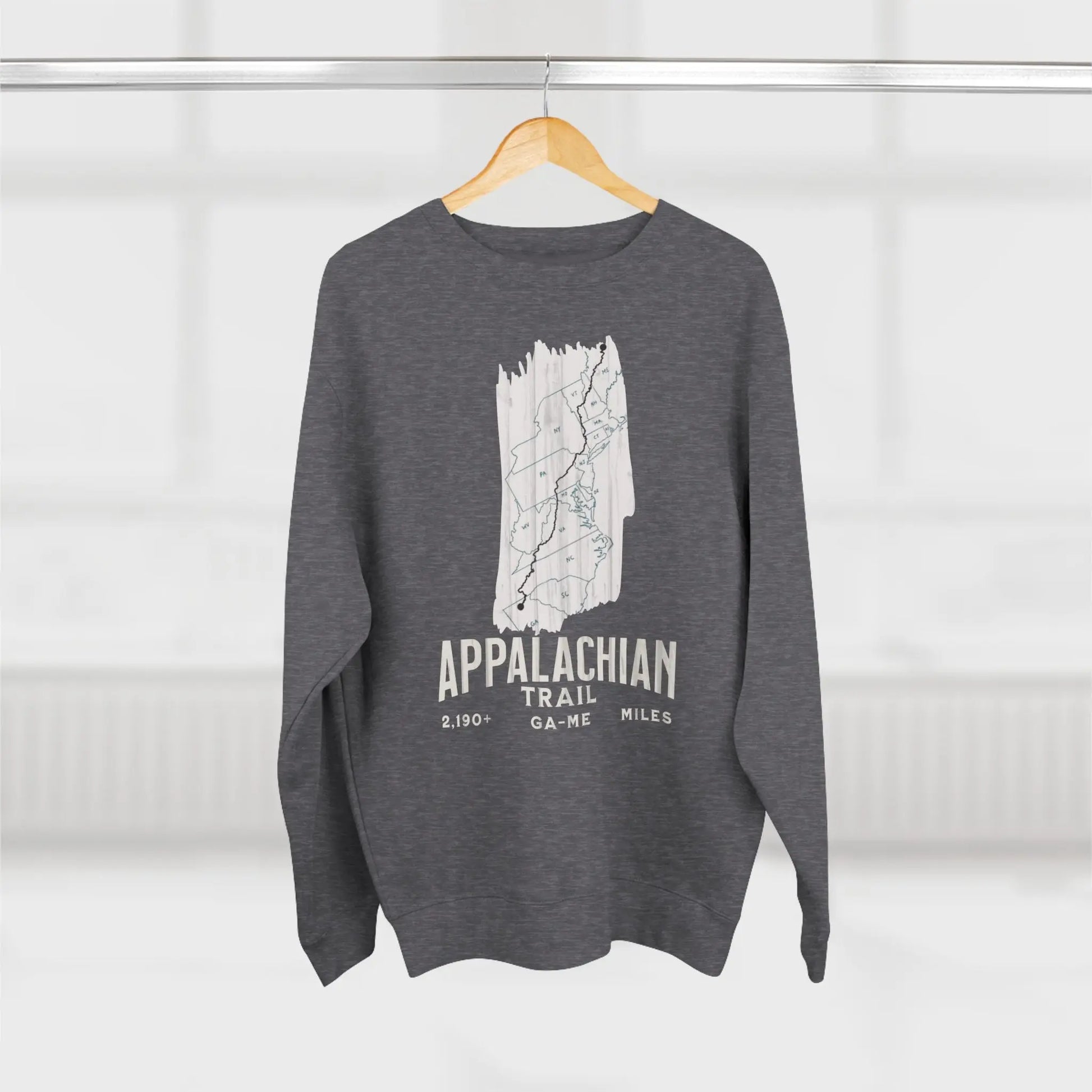 Appalachian National Scenic Trail Unisex Fit Crewneck Sweatshirt White Blaze Map Sweatshirt Printify