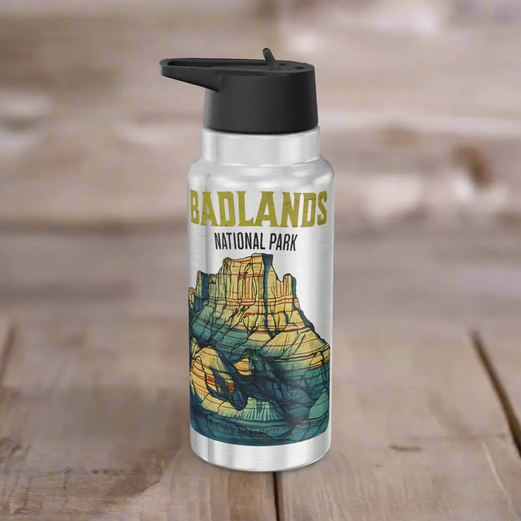 Badlands National Park Insulated Water Bottle Tumbler 32oz Mug Printify