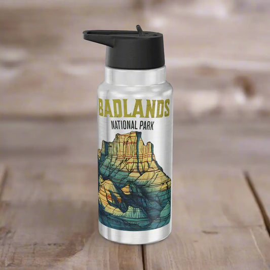 Badlands National Park Insulated Water Bottle Tumbler 32oz Mug Printify