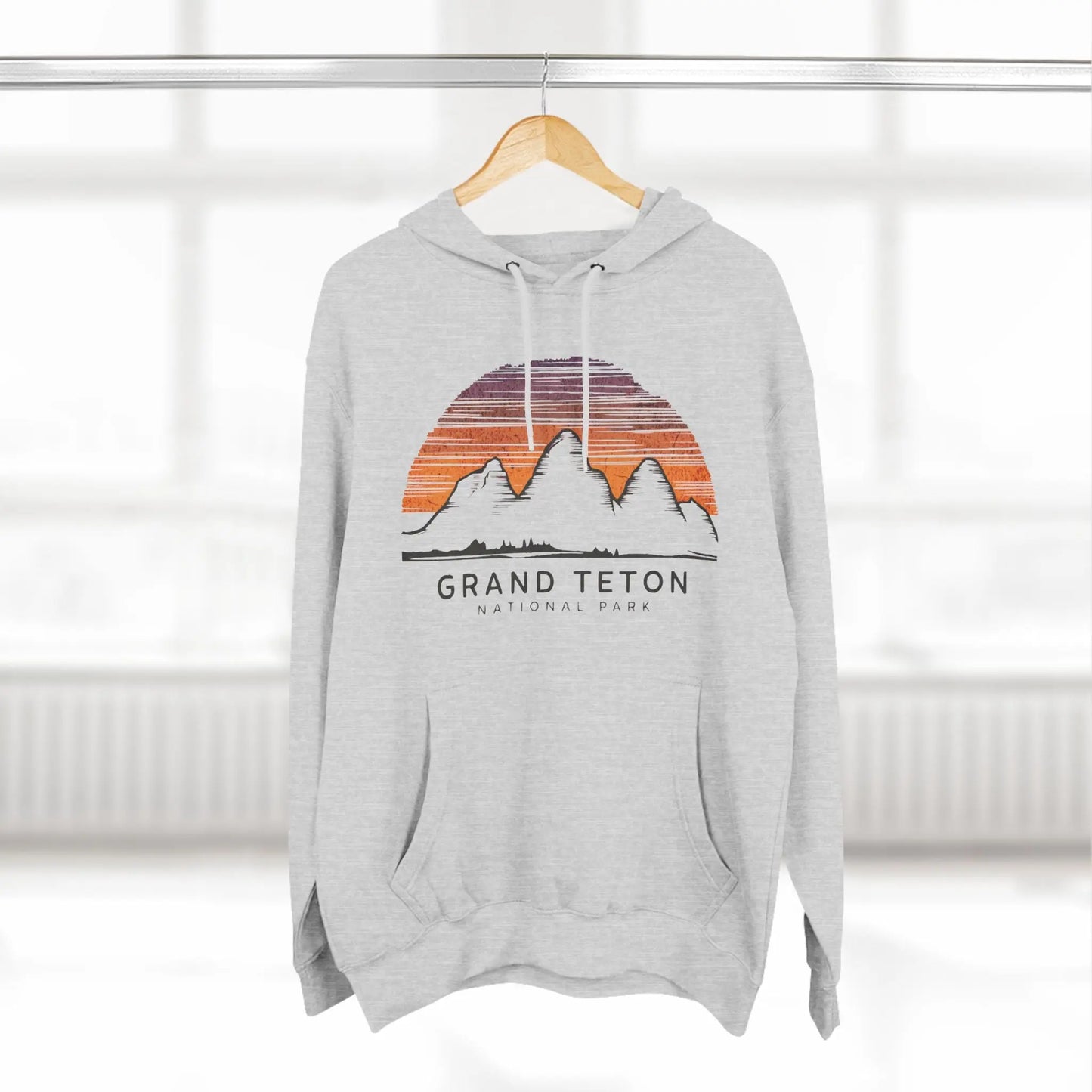 Grand Teton National Park Unisex Fit Fleece Hoodie Colorful Skyline Hoodie Printify
