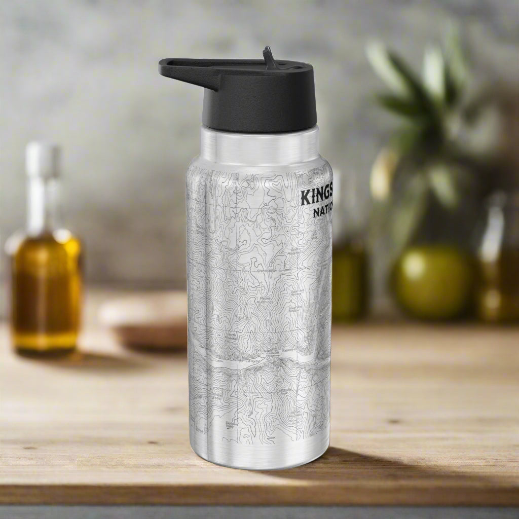 Kings Canyon National Park Topographic Water Bottle Tumbler Mug Printify