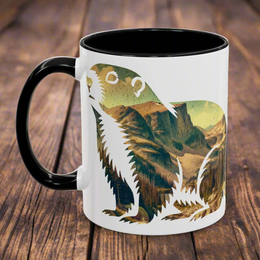Rocky Mountain Park Marmot Colored Mug Mug Printify 11oz Black