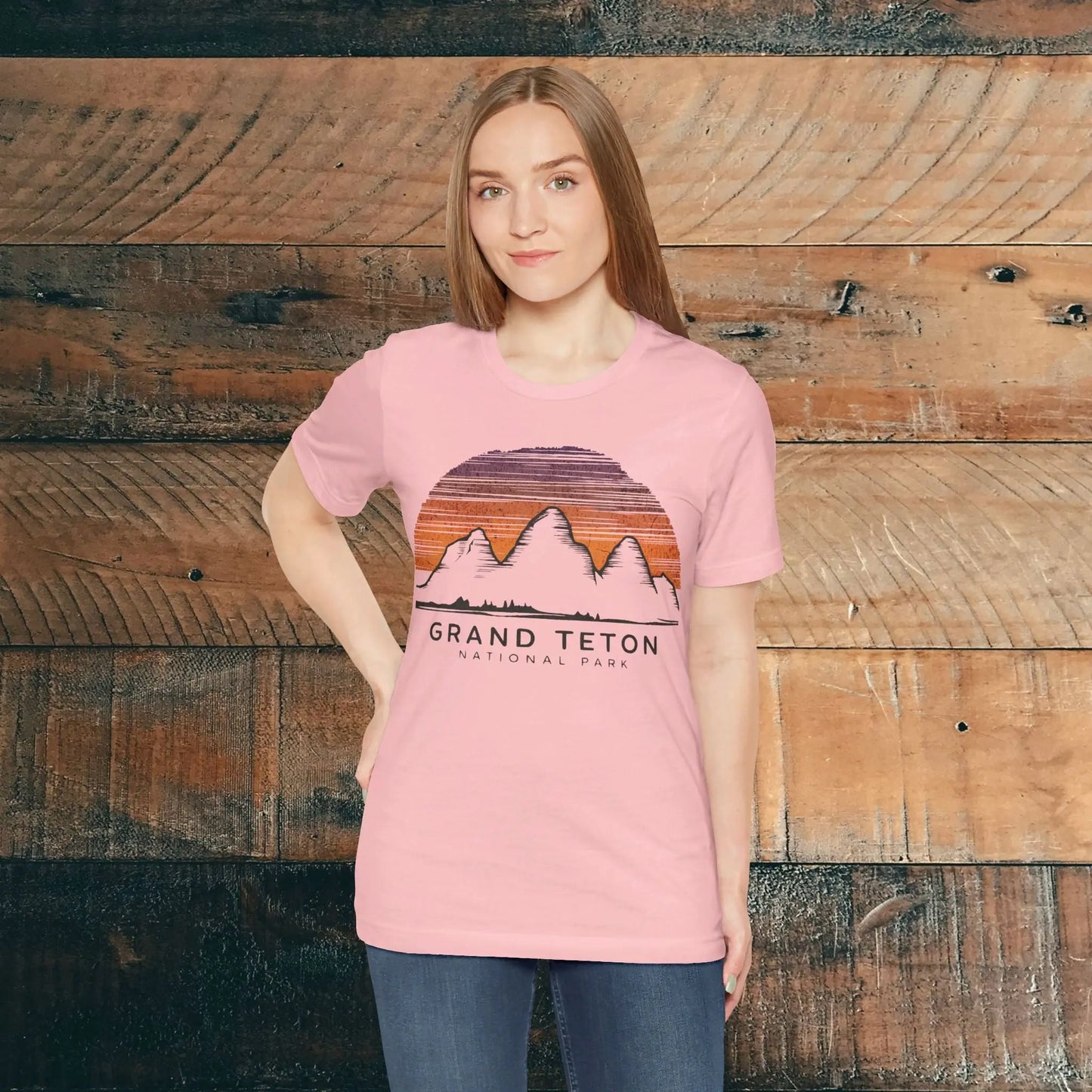 Grand Teton National Park Unisex Fit Soft T-Shirt Colorful Sky Art T-Shirt Printify