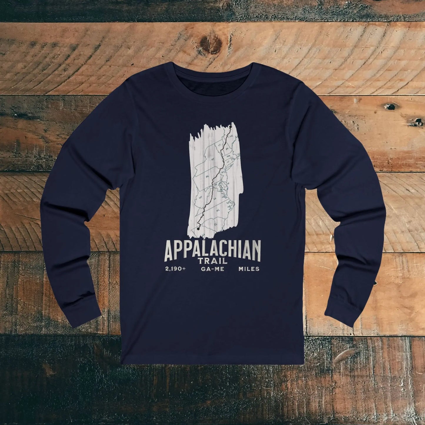 Appalachian National Scenic Trail Unisex Long Sleeve T-shirt AT White Blaze Long-sleeve Printify S Navy