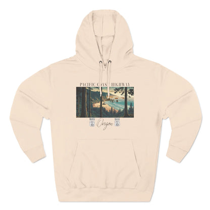 Pacific Coast Highway Oregon Shore Unisex Fit Fleece Hoodie HWY 101 Hoodie Printify S Pale Pink