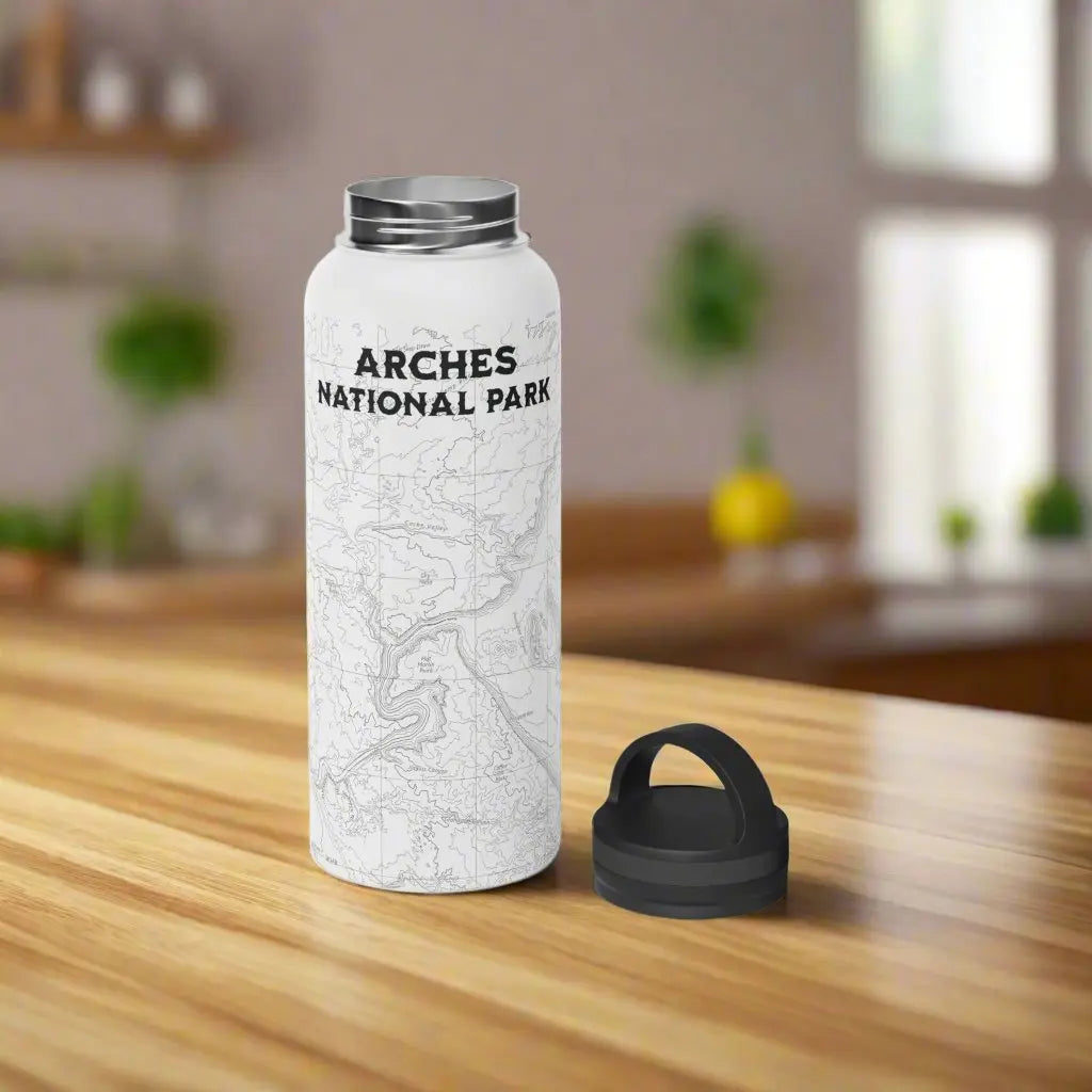 Arches National Park Topographic Stainless Steel Water Bottle Handle Lid Mug Printify