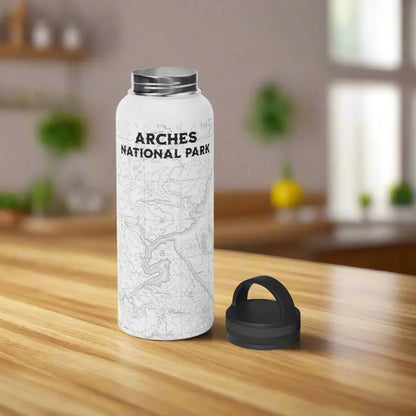 Arches National Park Topographic Stainless Steel Water Bottle Handle Lid Mug Printify