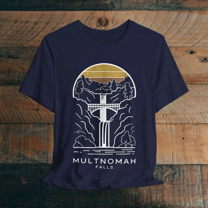Multnomah Falls Oregon Unisex Fit Soft T-shirt River Gorge T-Shirt Printify Navy S