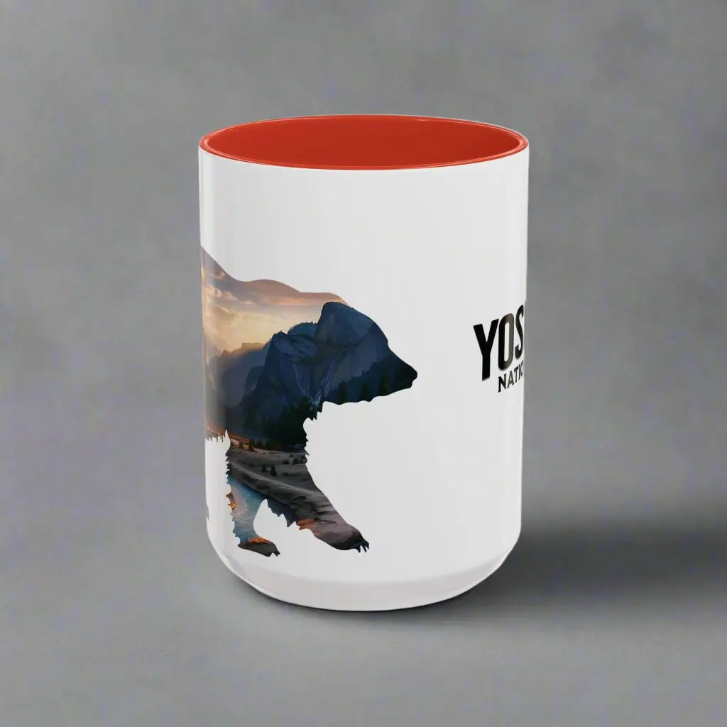 Yosemite National Park Valley Bear Accent Coffee Mug 11oz 15oz Mug Printify 15oz Red