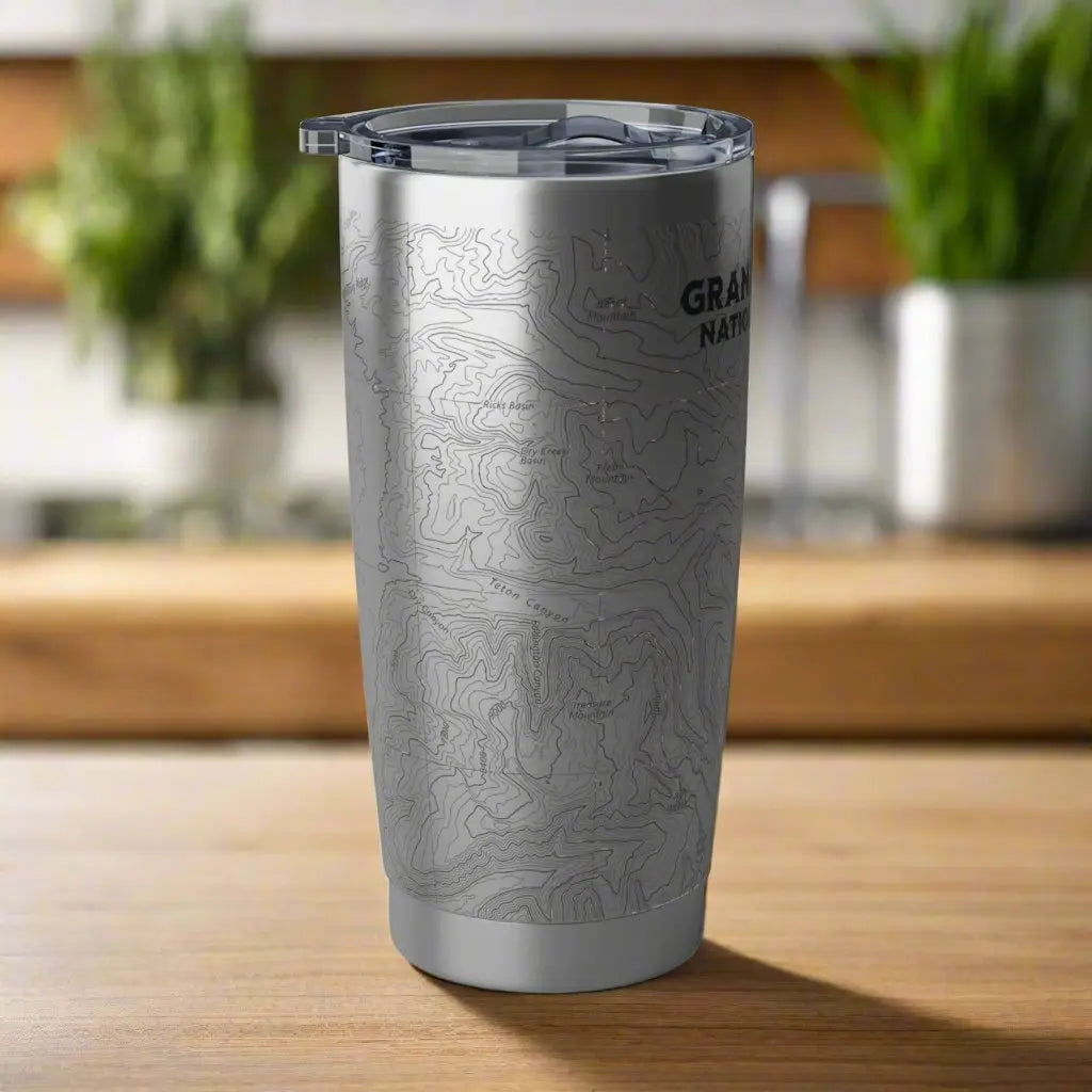 Grand Teton National Park Topographic Tumbler 20oz USGS Map Mug Printify