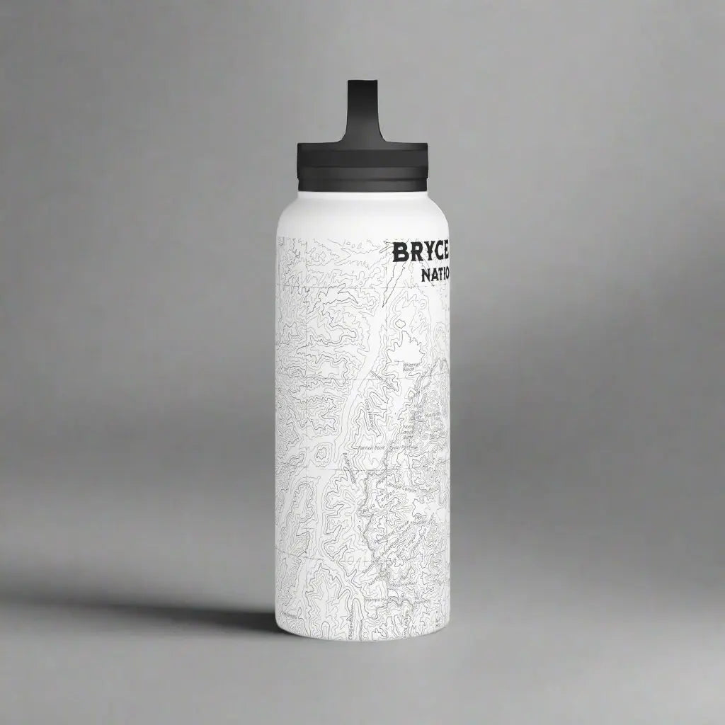 Bryce Canyon National Park Topographic Stainless Steel Water Bottle Handle Lid water bottle Printify