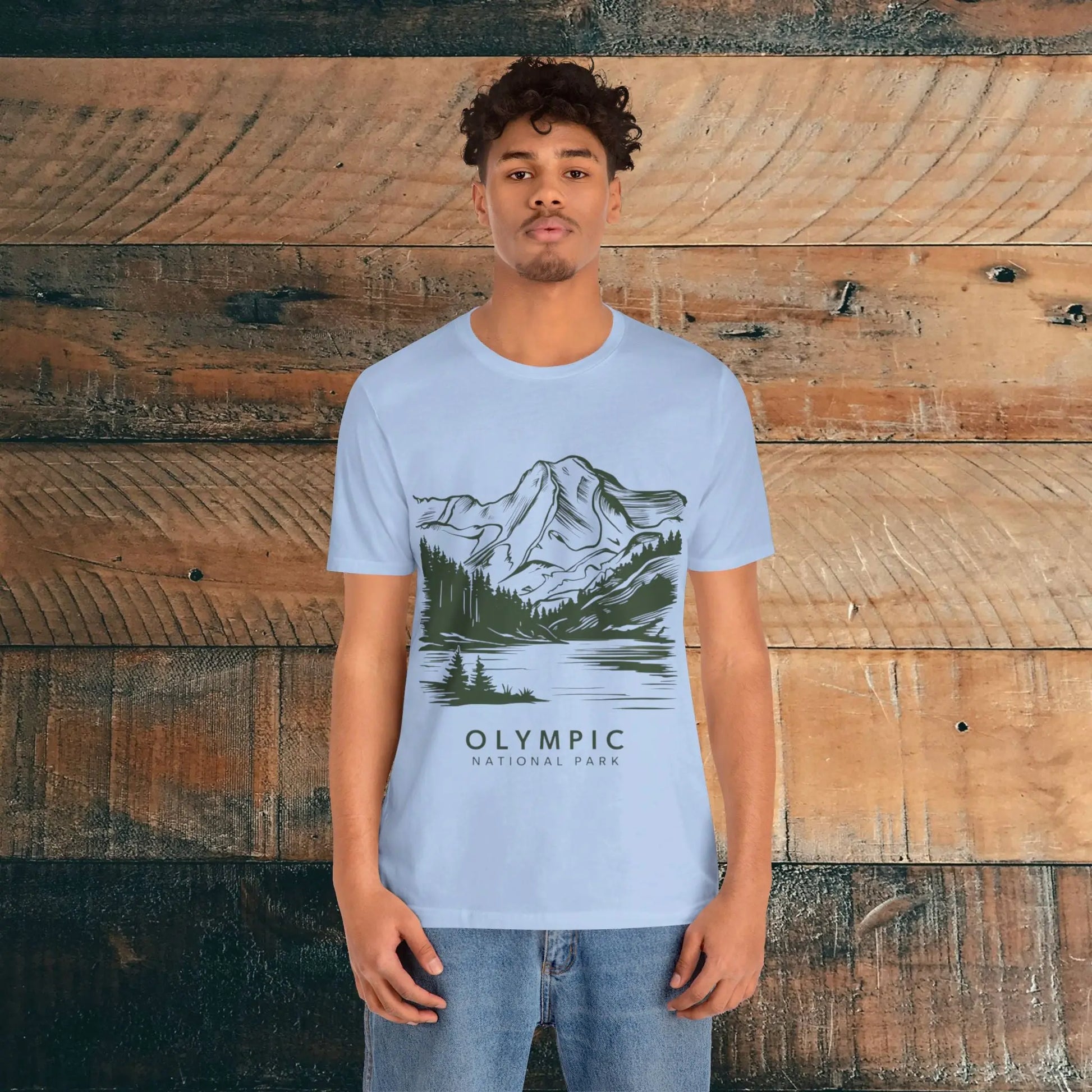 Olympic National Park Unisex Fit Soft T-Shirt Mountain View Coastal Art T-Shirt Printify