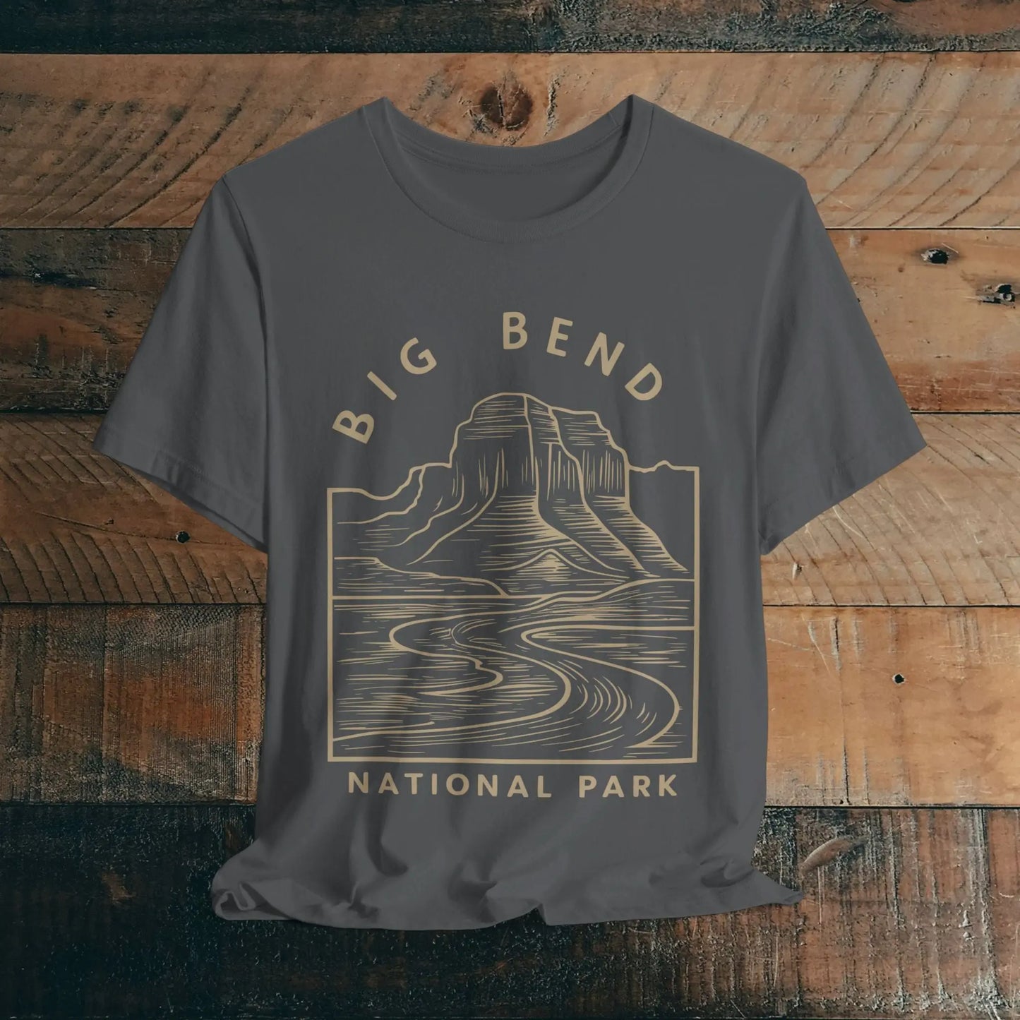 Big Bend National Park Unisex Fit Soft T-Shirt Curving River T-Shirt Printify Asphalt S