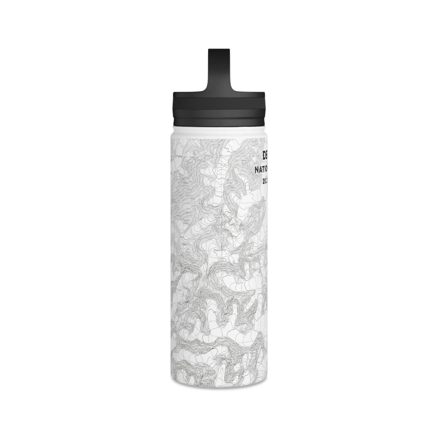 Denali National Park Topographic Stainless Steel Water Bottle Handle Lid Alaska 20,310 Ft. Mug Printify