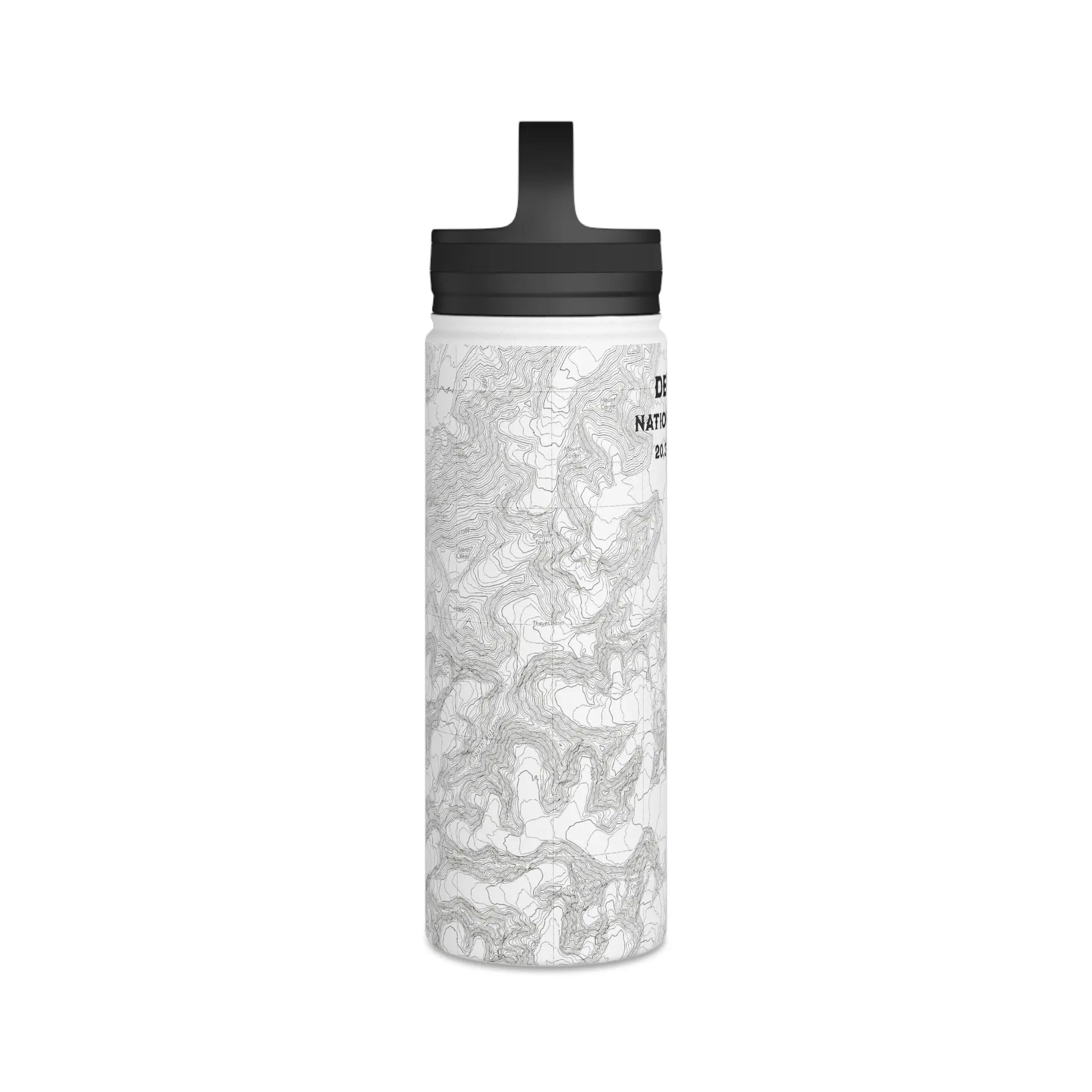 Denali National Park Topographic Stainless Steel Water Bottle Handle Lid Alaska 20,310 Ft. Mug Printify