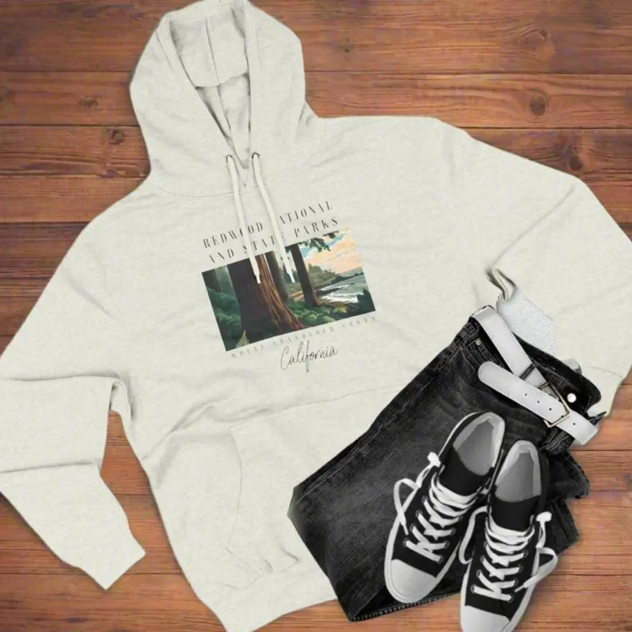 Redwood State and National Parks Unisex Fit Fleece Hoodie Hoodie Printify