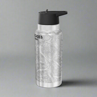 North Cascades National Park Topographic Insulated Water Bottle Tumbler 32oz water bottle Printify