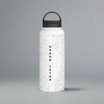 Grand Teton National Park Topographic Stainless Steel Water Bottle Handle Lid Mug Printify