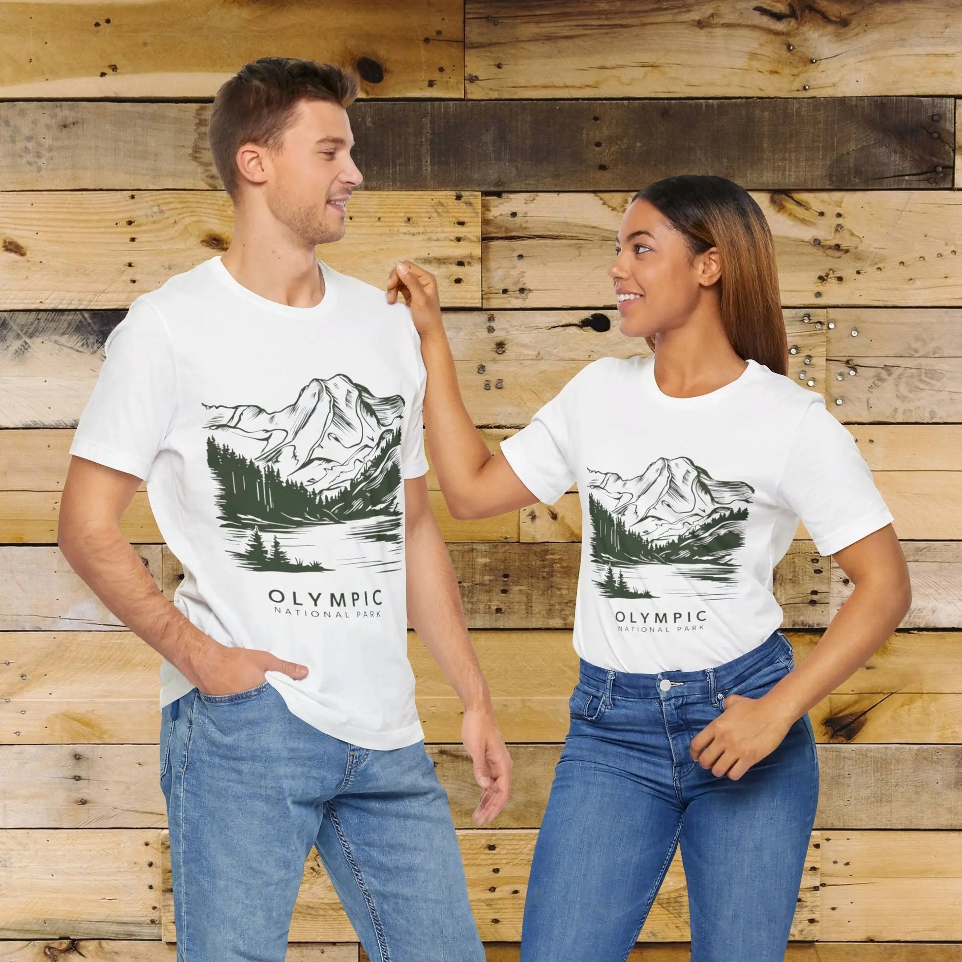 Olympic National Park Unisex Fit Soft T-Shirt Mountain View Coastal Art T-Shirt Printify