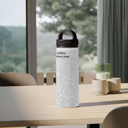 Olympic National Park Topographic Stainless Steel Water Bottle Handle Lid Mug Printify White 18oz
