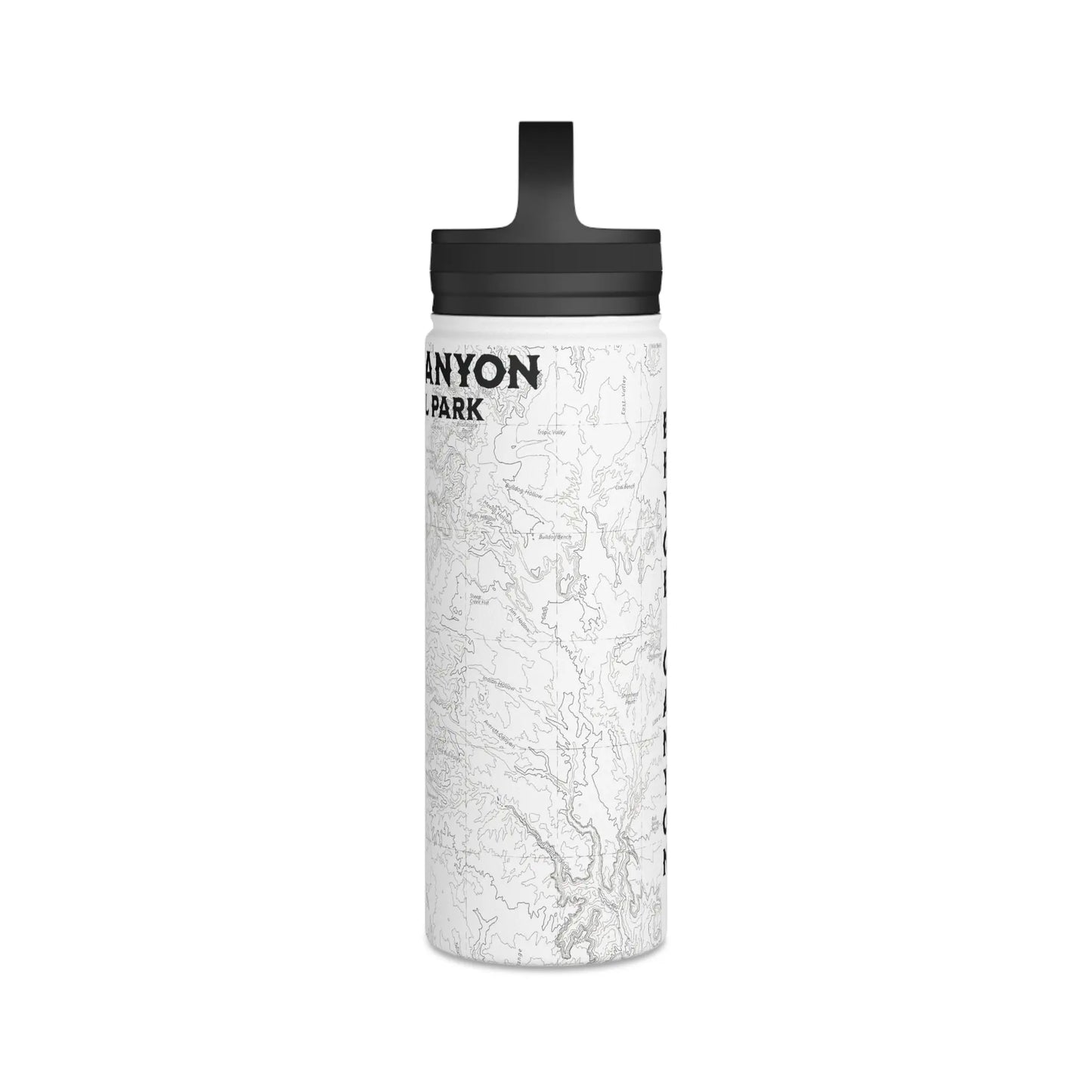 Bryce Canyon National Park Topographic Stainless Steel Water Bottle Handle Lid water bottle Printify