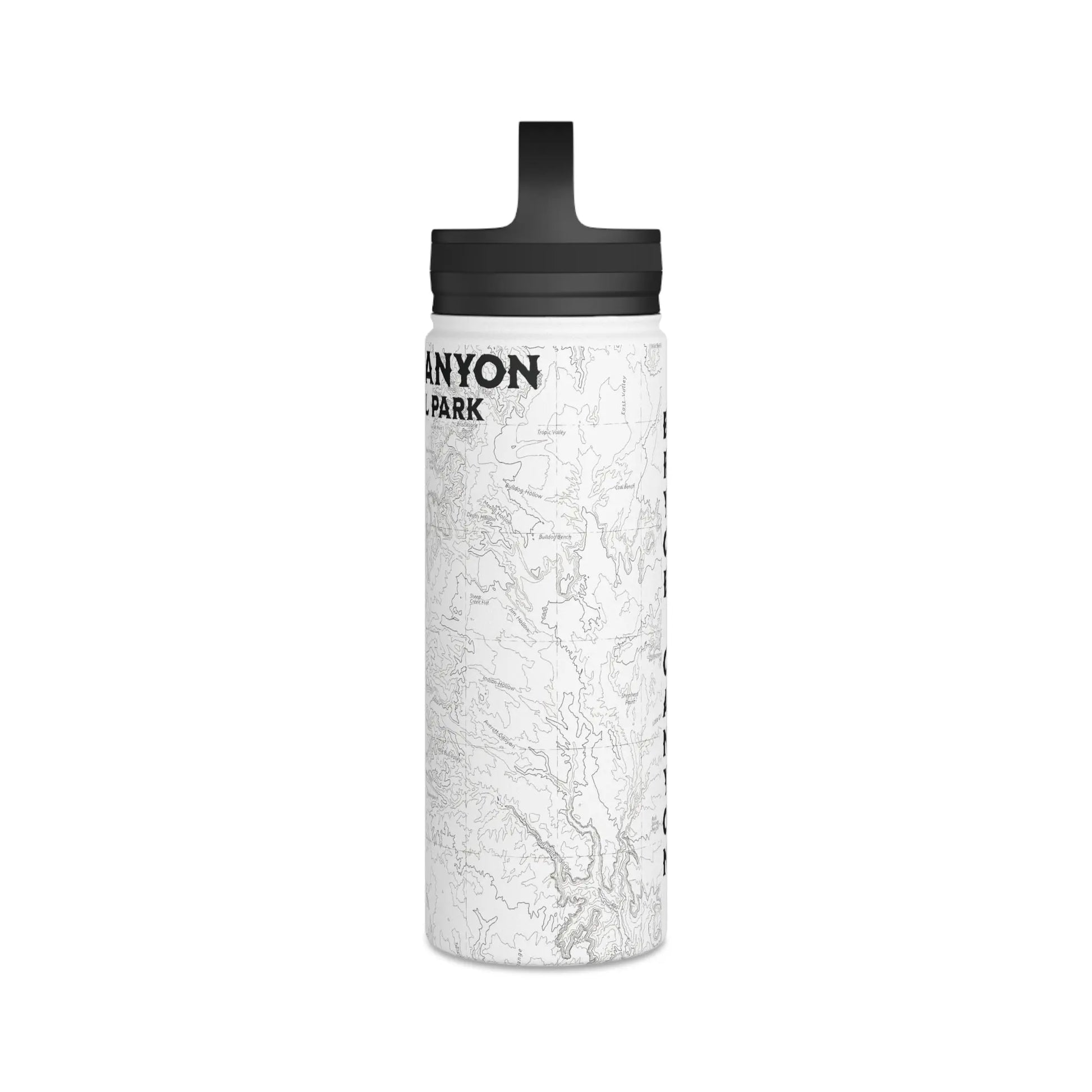 Bryce Canyon National Park Topographic Stainless Steel Water Bottle Handle Lid water bottle Printify