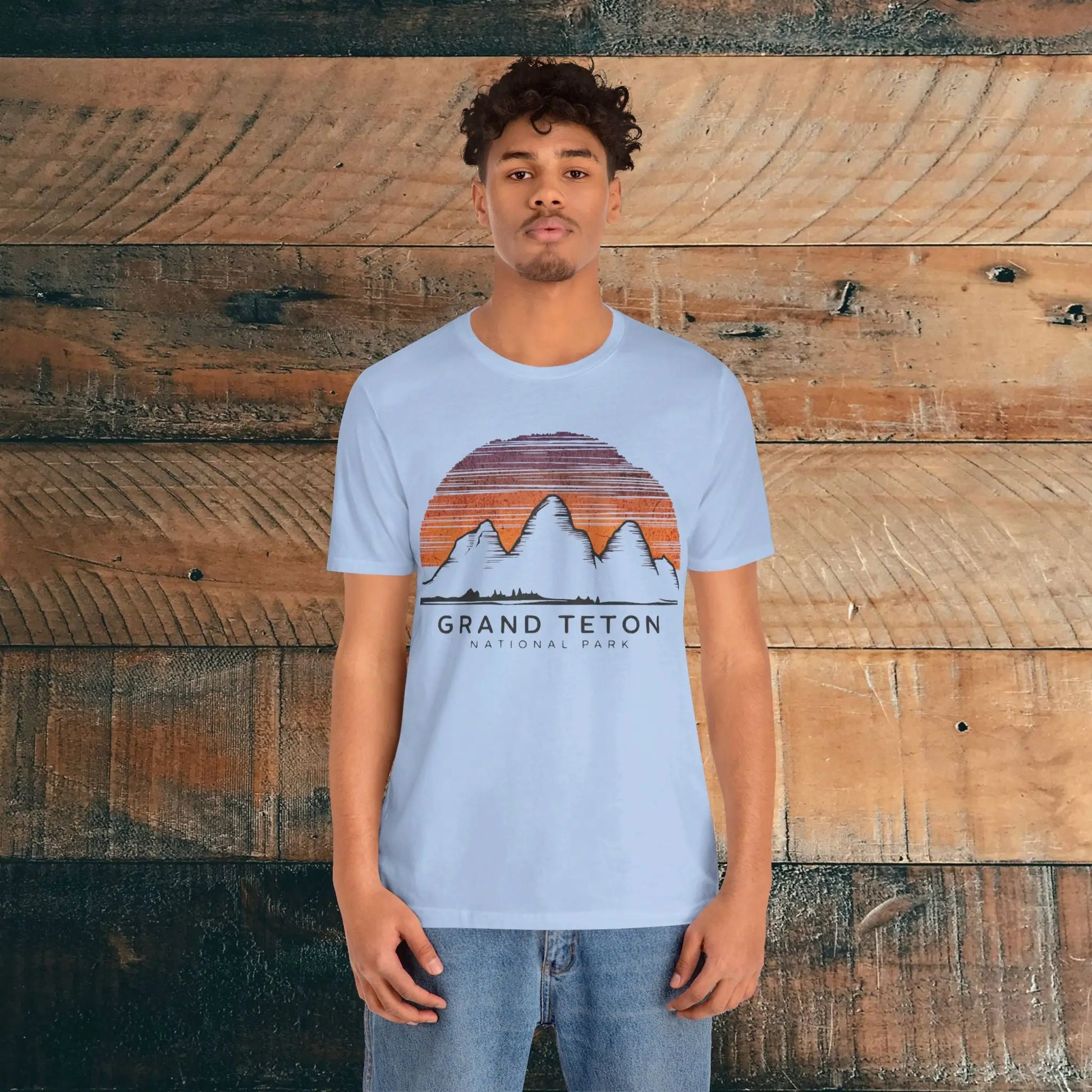 Grand Teton National Park Unisex Fit Soft T-Shirt Colorful Sky Art T-Shirt Printify