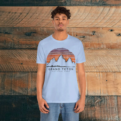 Grand Teton National Park Unisex Fit Soft T-Shirt Colorful Sky Art T-Shirt Printify