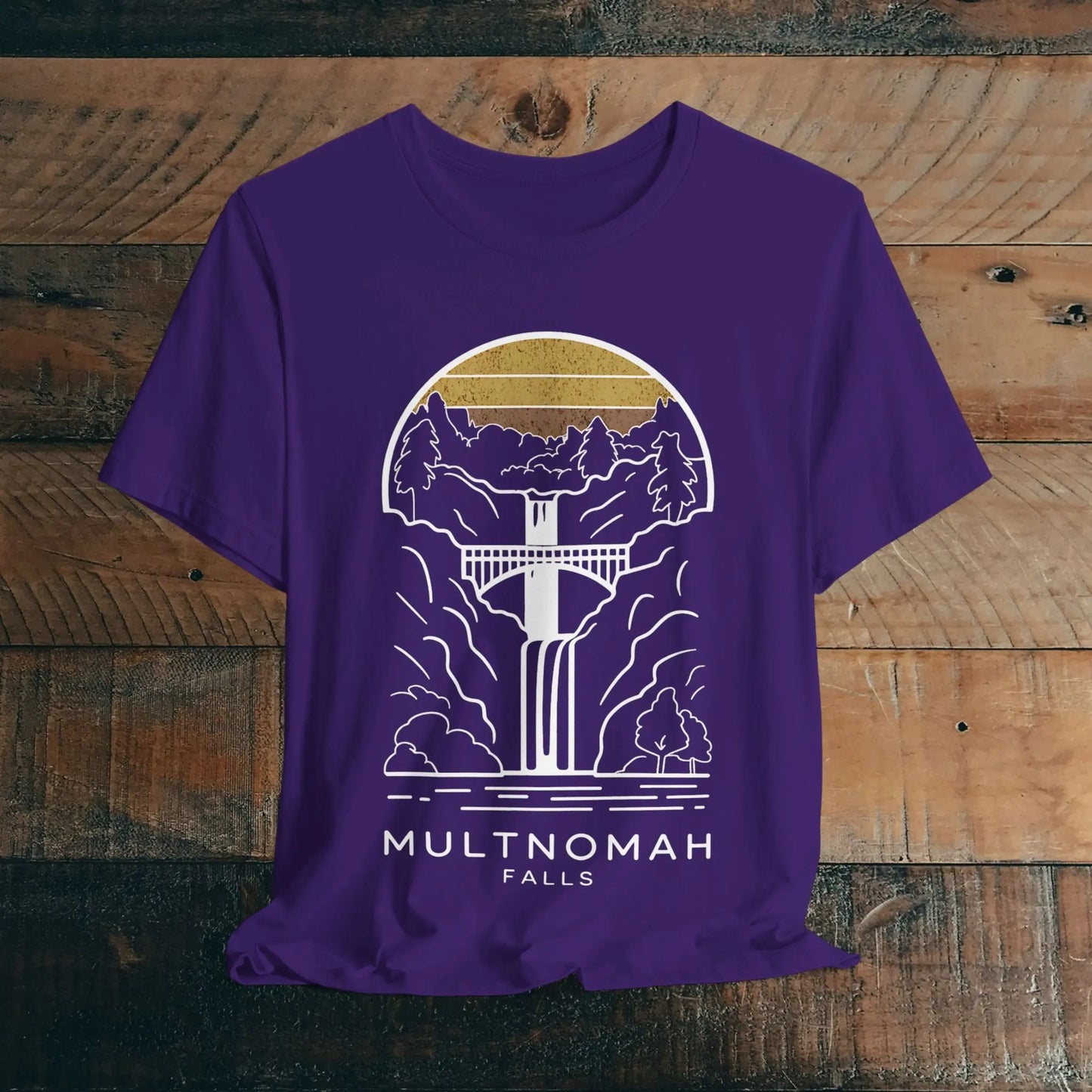 Multnomah Falls Oregon Unisex Fit Soft T-shirt River Gorge T-Shirt Printify Team Purple S