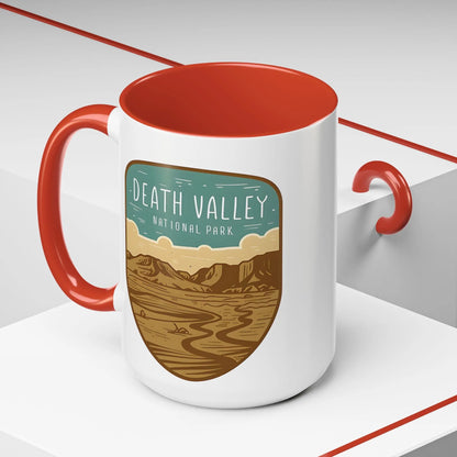 Death Valley National Park Coffee Mug 11oz 15oz Desert Shield Graphic Blue Black Pink Red Mug Printify