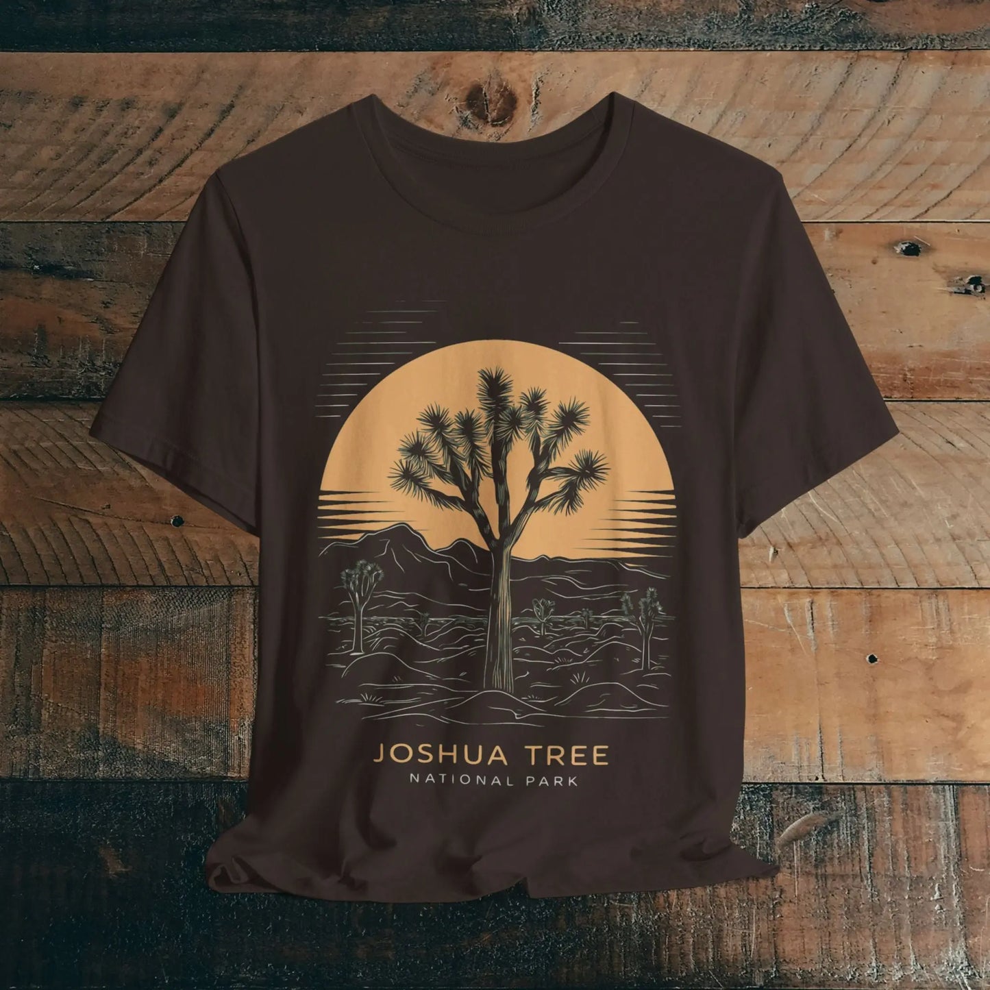 Joshua Tree National Park Unisex Fit Soft T-Shirt Desert Line Art T-Shirt Printify Brown S