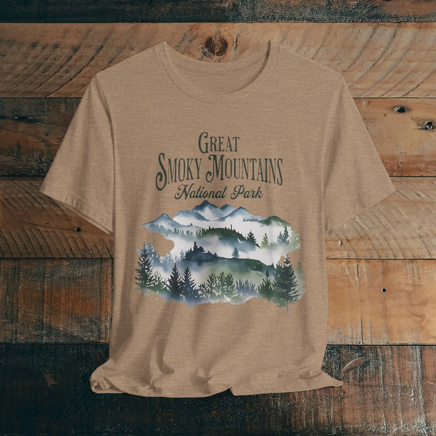 Great Smoky Mountains National Park Unisex T-shirt T-Shirt Printify Heather Tan XS