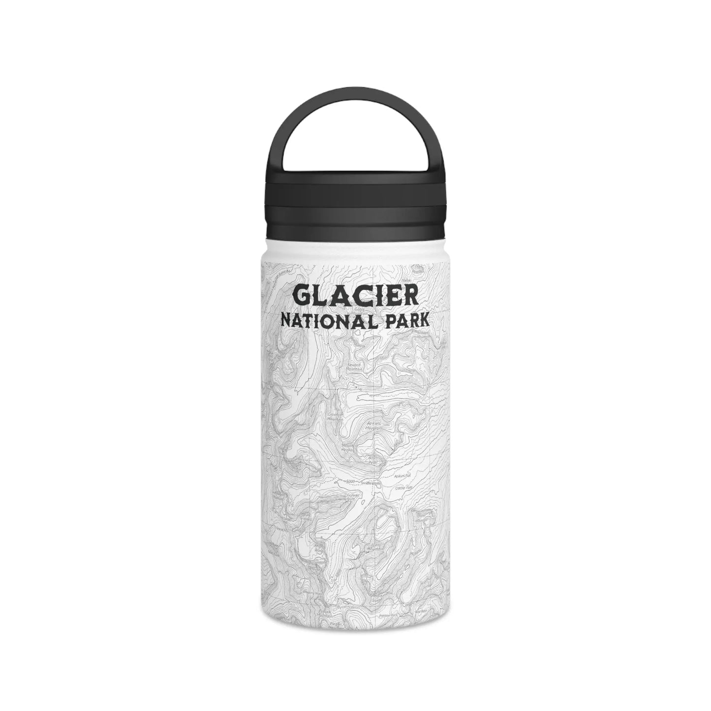 Glacier National Park Stainless Steel Water Bottle (3 Lids, 3 Sizes) water bottle Printify White 12oz Handle