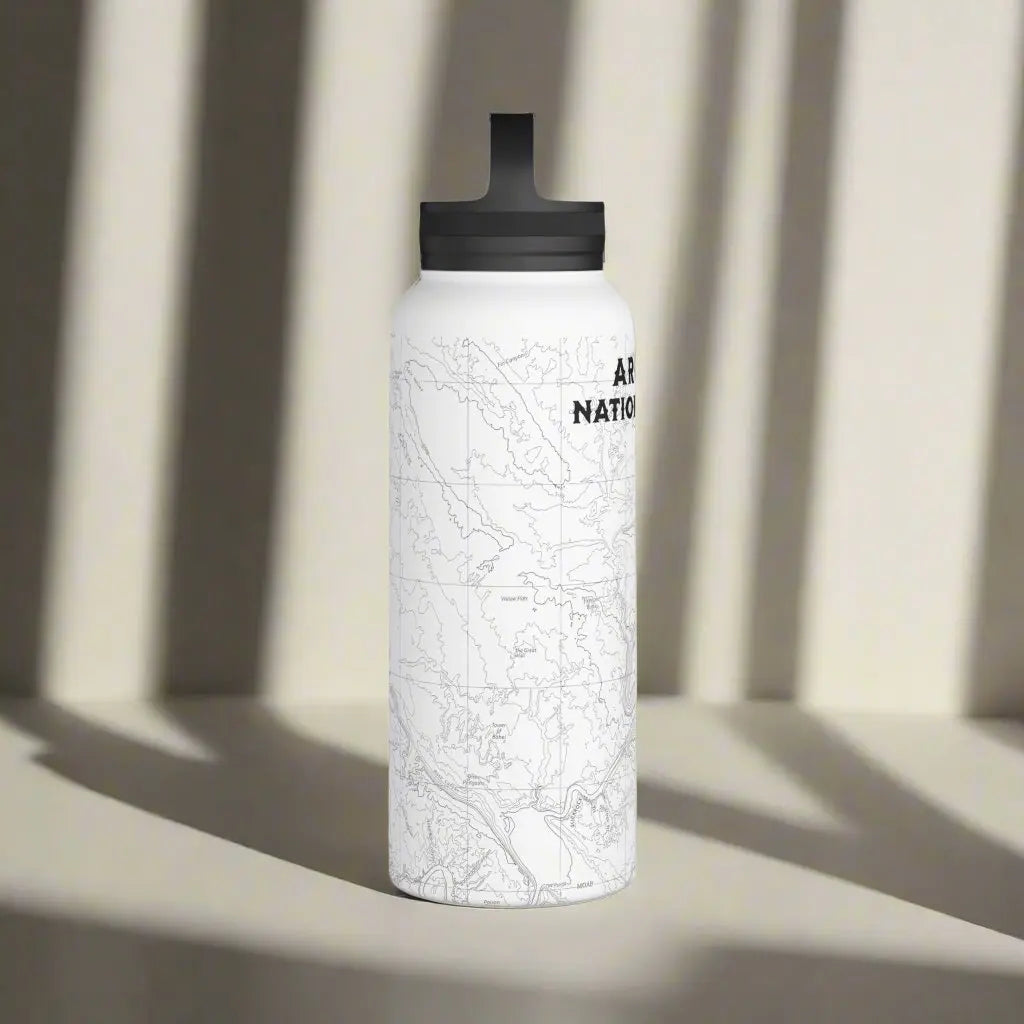 Arches National Park Topographic Stainless Steel Water Bottle Handle Lid Mug Printify