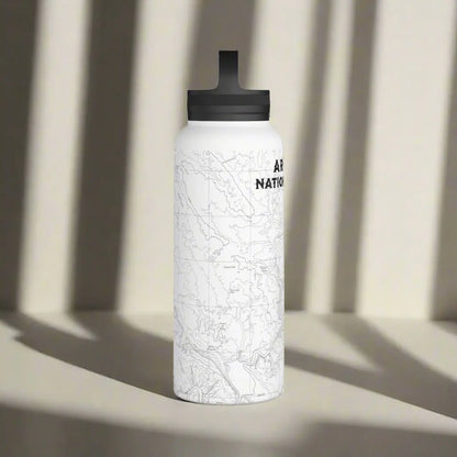 Arches National Park Topographic Stainless Steel Water Bottle Handle Lid Mug Printify