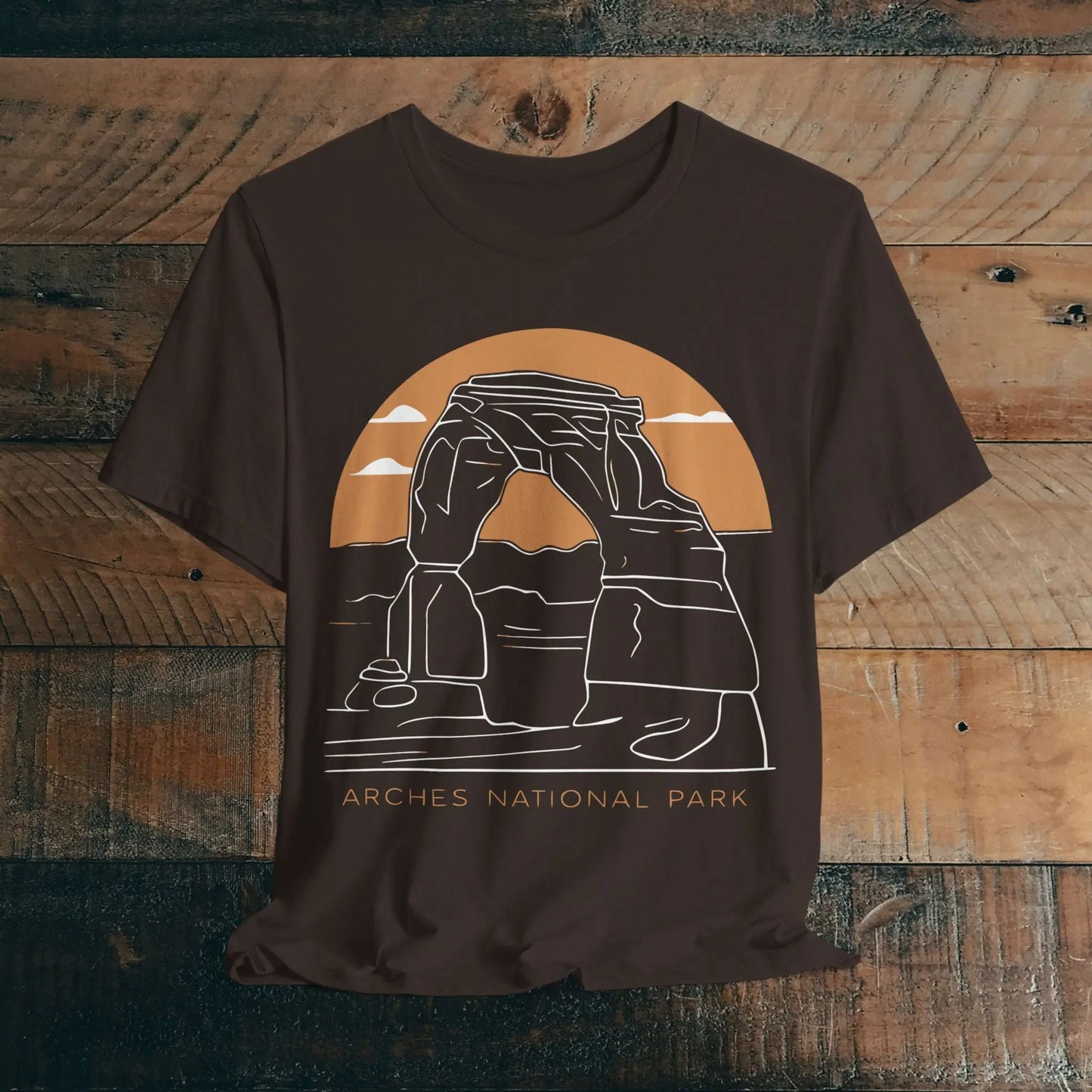 Arches National Park Unisex Fit Soft T-Shirt Delicate Arch Sunset T-Shirt Printify Brown S