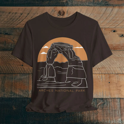 Arches National Park Unisex Fit Soft T-Shirt Delicate Arch Sunset T-Shirt Printify Brown S