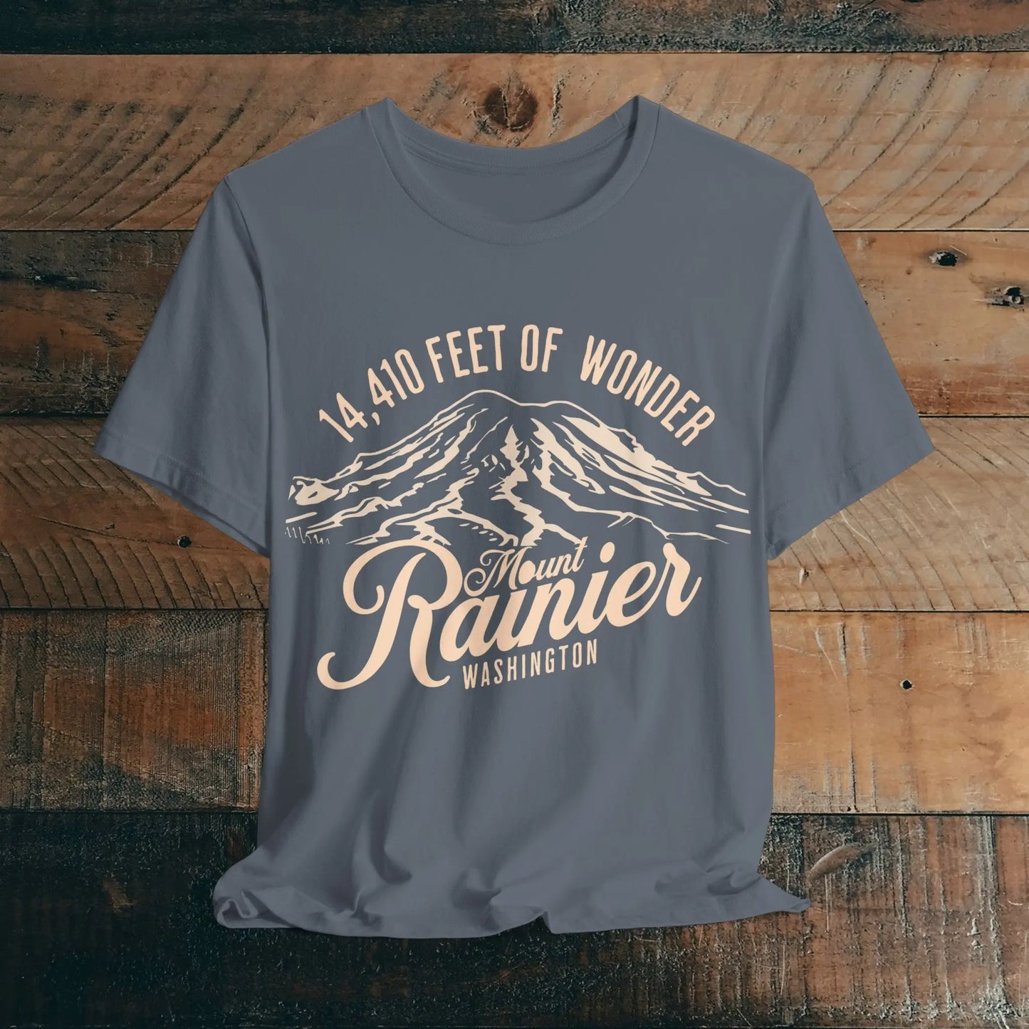 Mount Rainier Washington Unisex Soft Short Sleeve T-Shirt 14k Ft Of Wonder T-Shirt Printify Steel Blue S