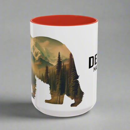 Denali Bear Colored Mug Mug Printify 15oz Black