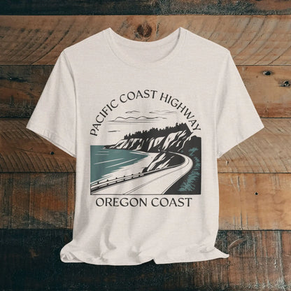 Oregon Pacific Coast Highway Unisex T-shirt PCH T-Shirt Printify Heather Dust XS
