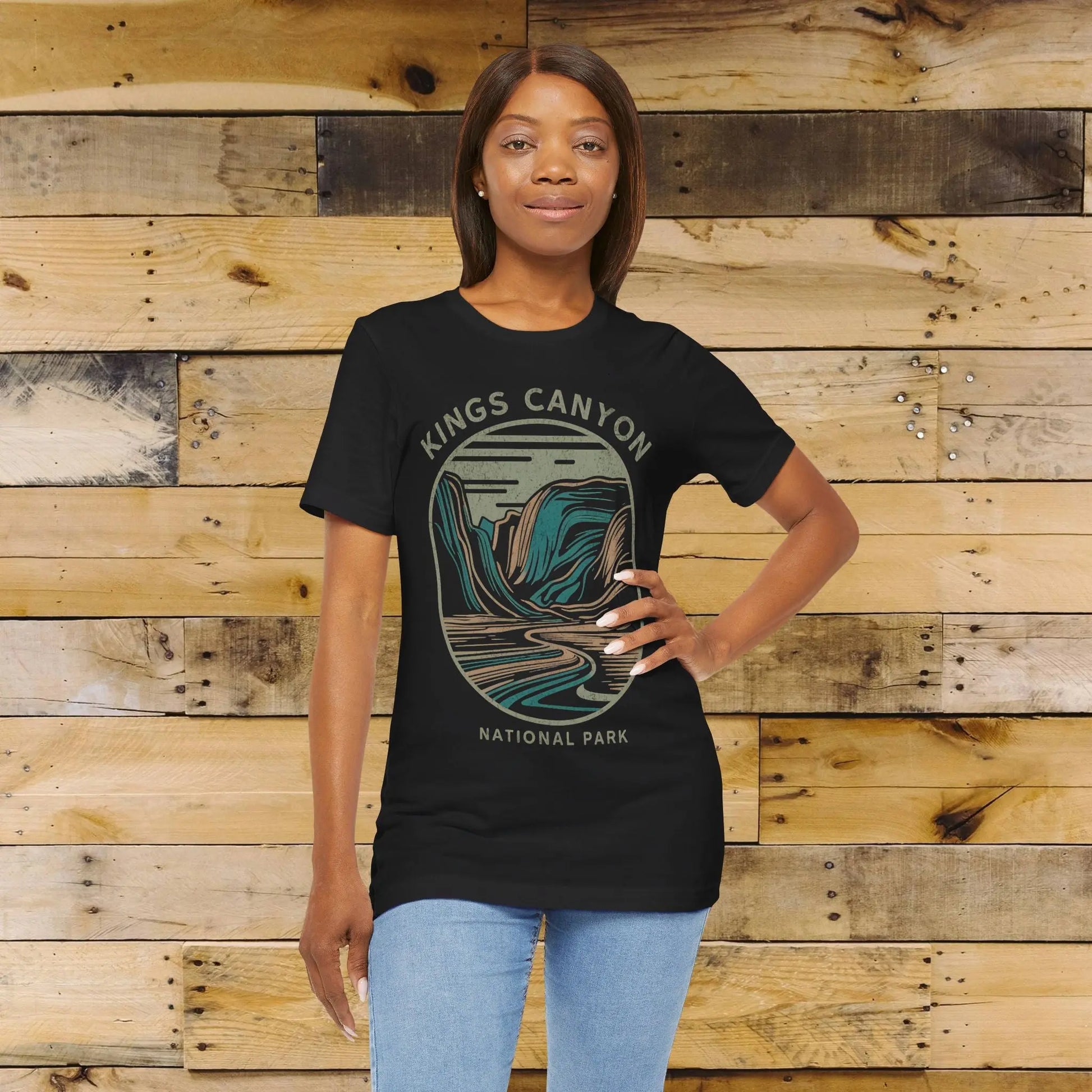 Kings Canyon National Park Unisex Fit Soft T-Shirt Line Art T-Shirt Printify