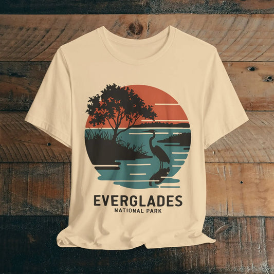 Everglades National Park Unisex Fit T-Shirt Logo Retro Sunset T-Shirt Printify Soft Cream XS