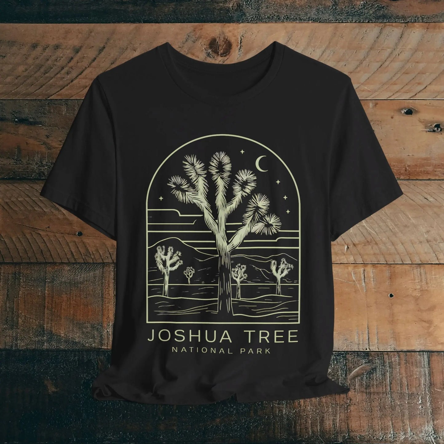 Joshua Tree National Park Desert Line Art Unisex Fit Soft T-Shirt T-Shirt Printify Black S