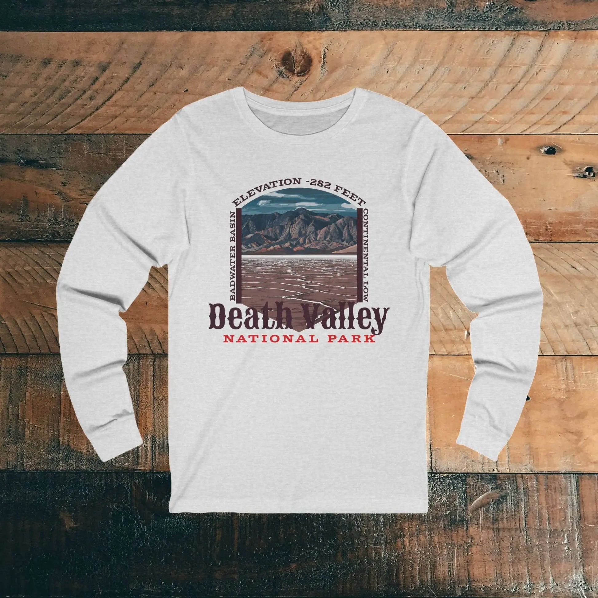 Death Valley National Park Unisex Fit Long Sleeve T-shirt Badwater Basin Long-sleeve Printify S Ash