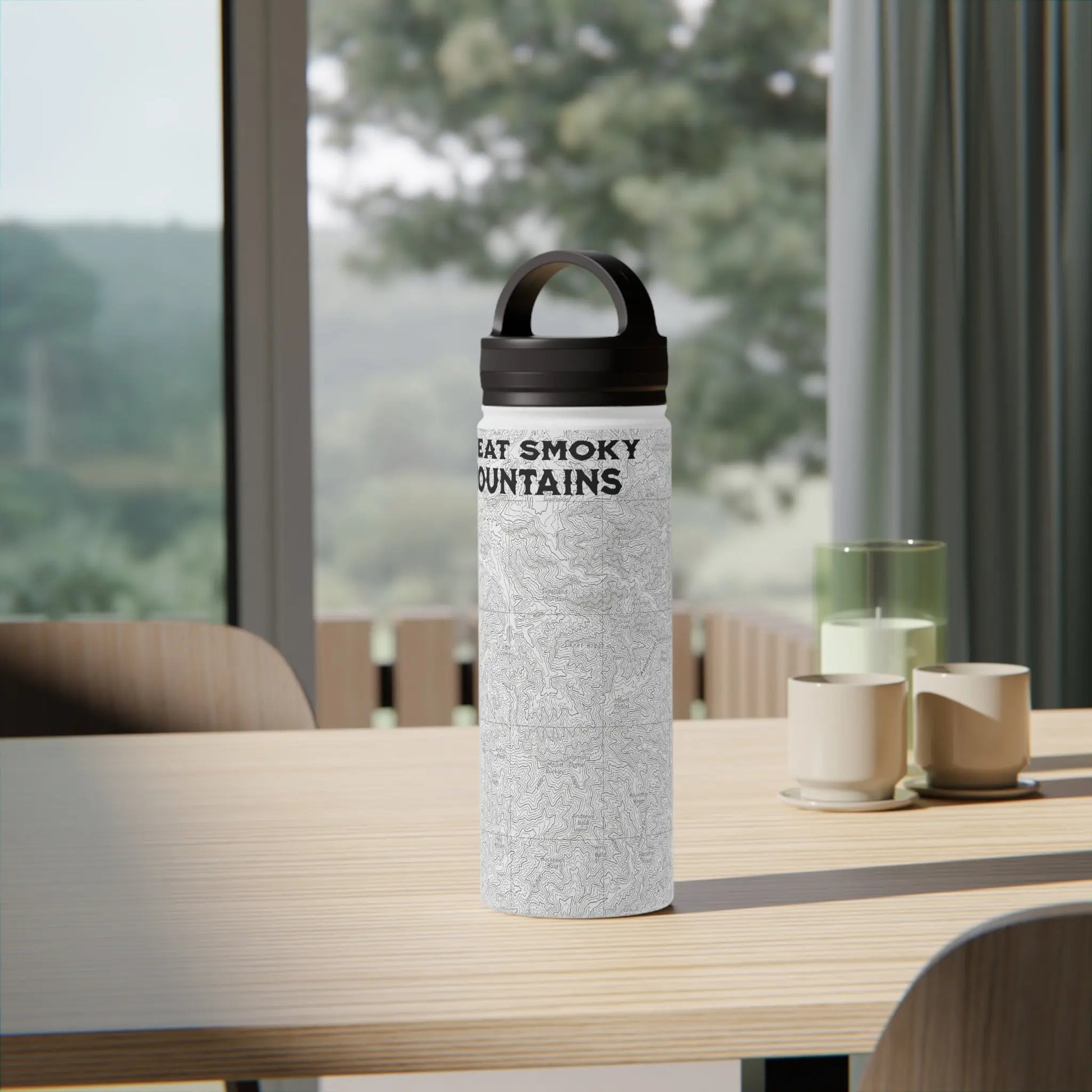 Great Smoky Mountains National Park Stainless Steel Water Bottle Handle Lid (3 Sizes, 3 Lid Options) Appalachian Trail Clingmans Dome water bottle Printify